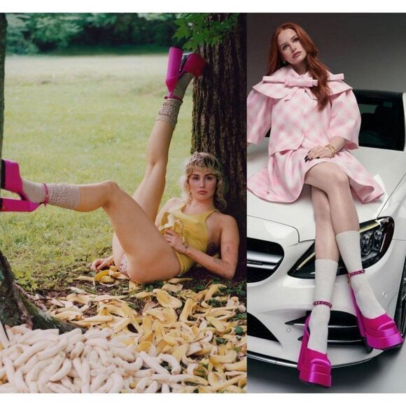 VERSACE Aevitas Fuchsia Crystal-Embellished Platform Block Heel Pumps Si… - Picture 3 of 17